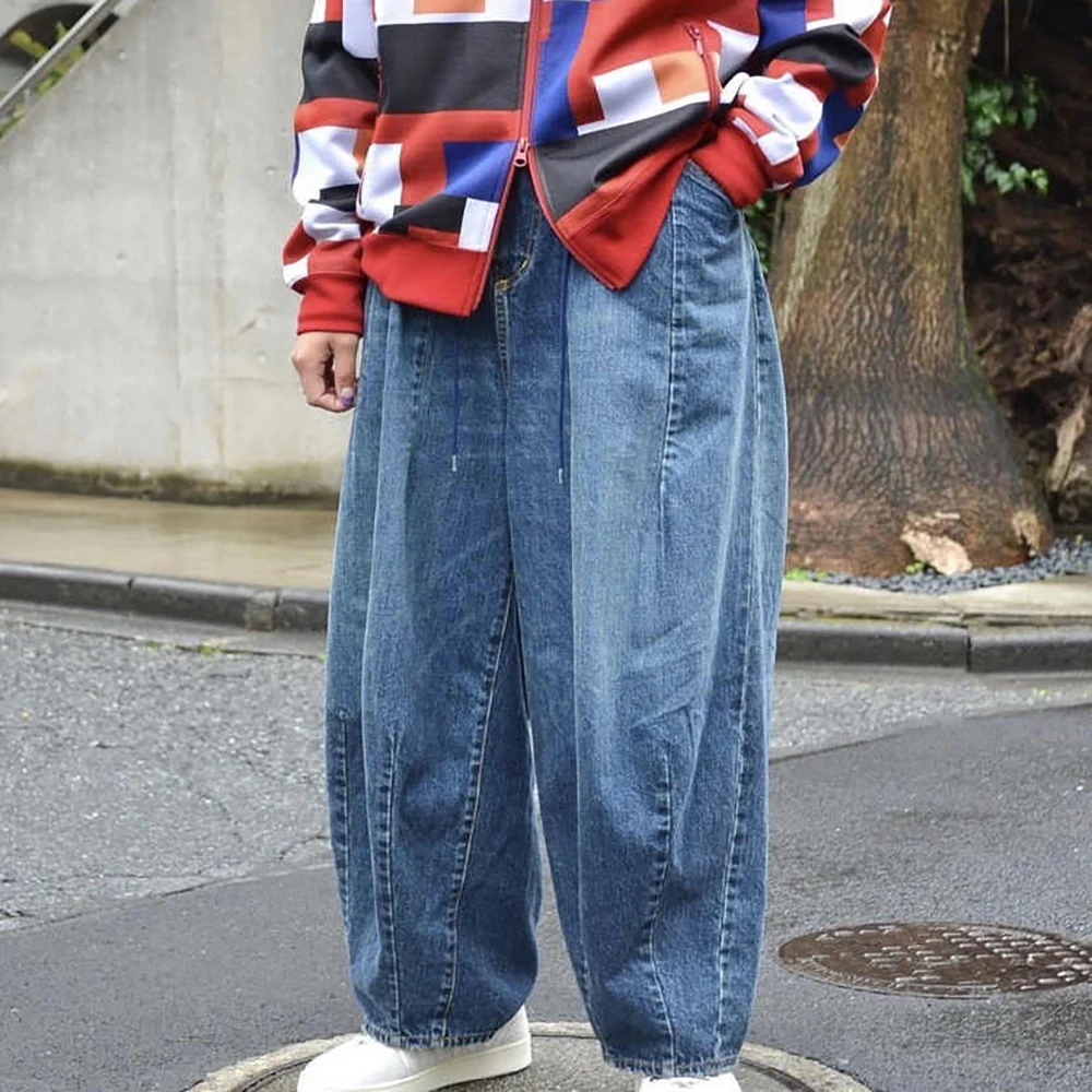 

Japanese Retro High-quality Washed Loose Wide Leg Balloon Denim Pants for Men 25ss New Arrival