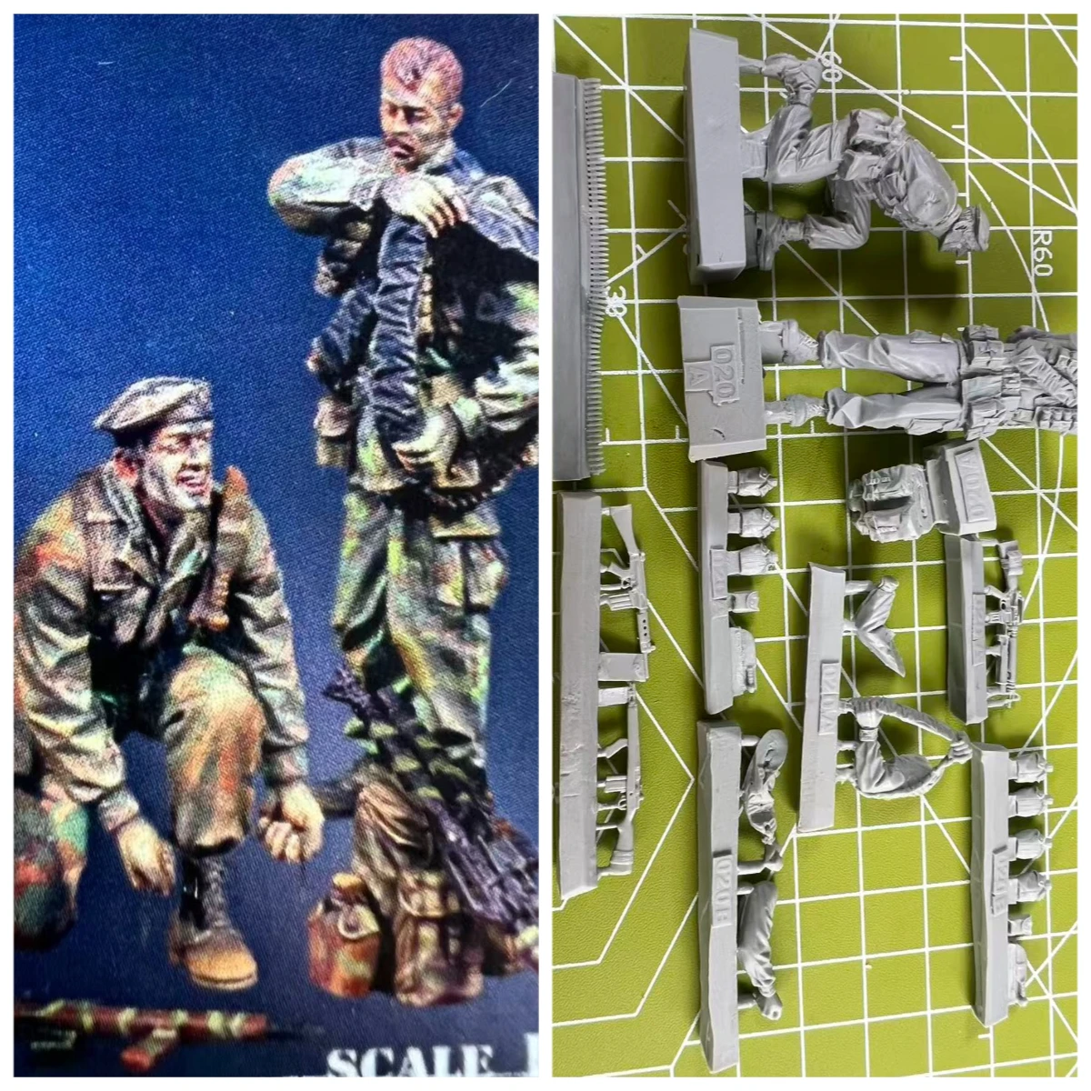 

High Precision 1/35 Cast Resin Model, Special Forces Jungle Combat Scene Model, Toy Unpainted