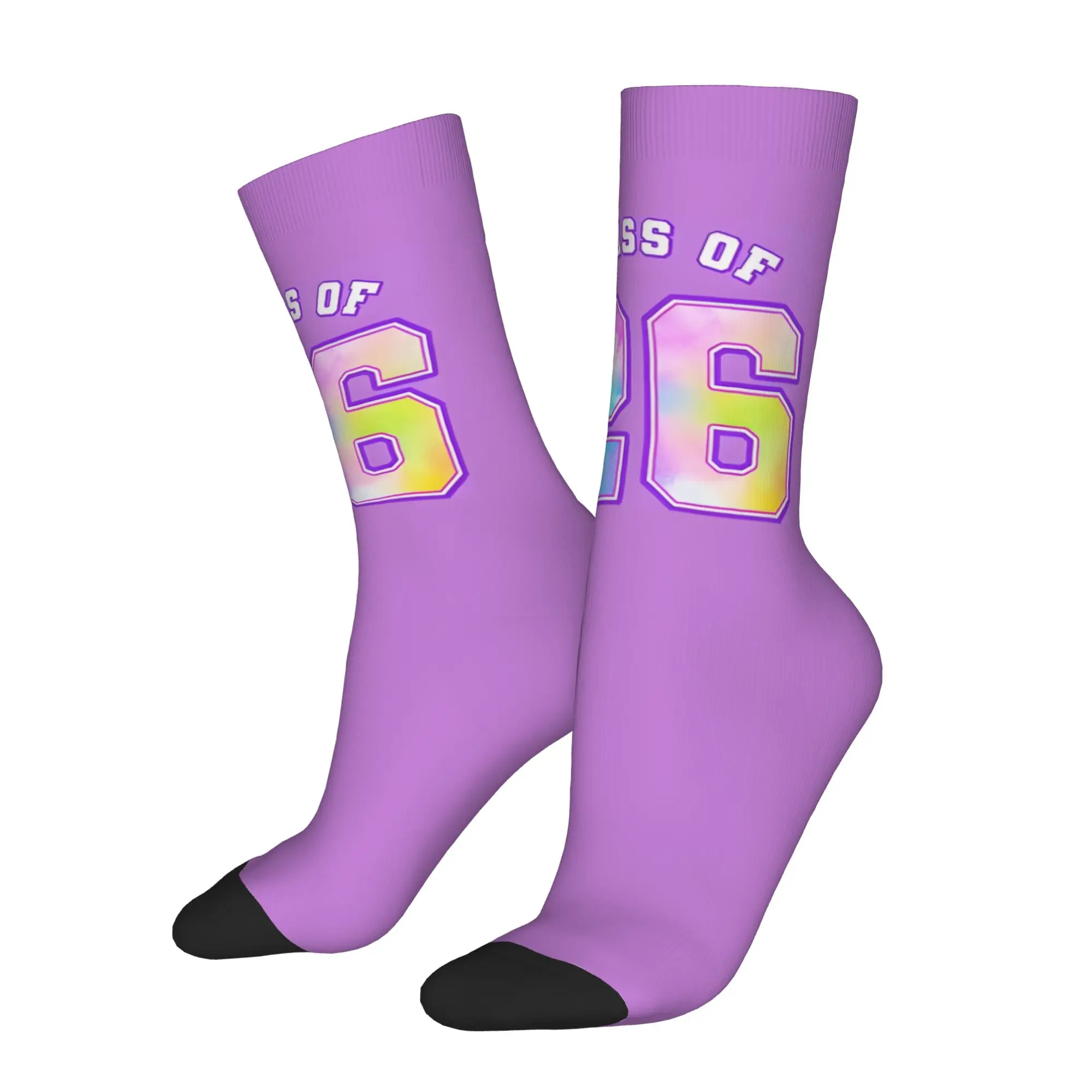 Funny Sock Graduation in 2026 Class Of 26' Watercolor Print Harajuku Seamless Pattern Printed Men Crew Socks Casual Men's Socks
