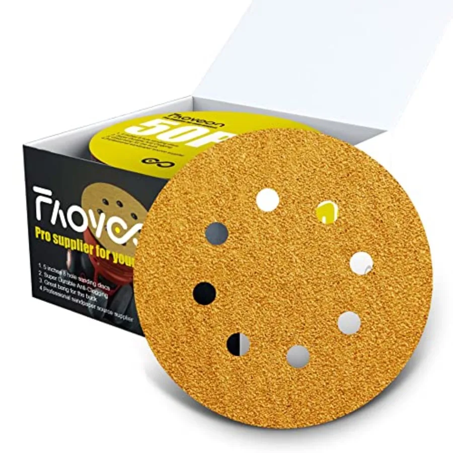 

5 Inch Sanding Discs Hook and Loop 60/80/120/220/320 Grit Sandpaper Assortment Orbital Sander Pads Sand Paper for Automotive an