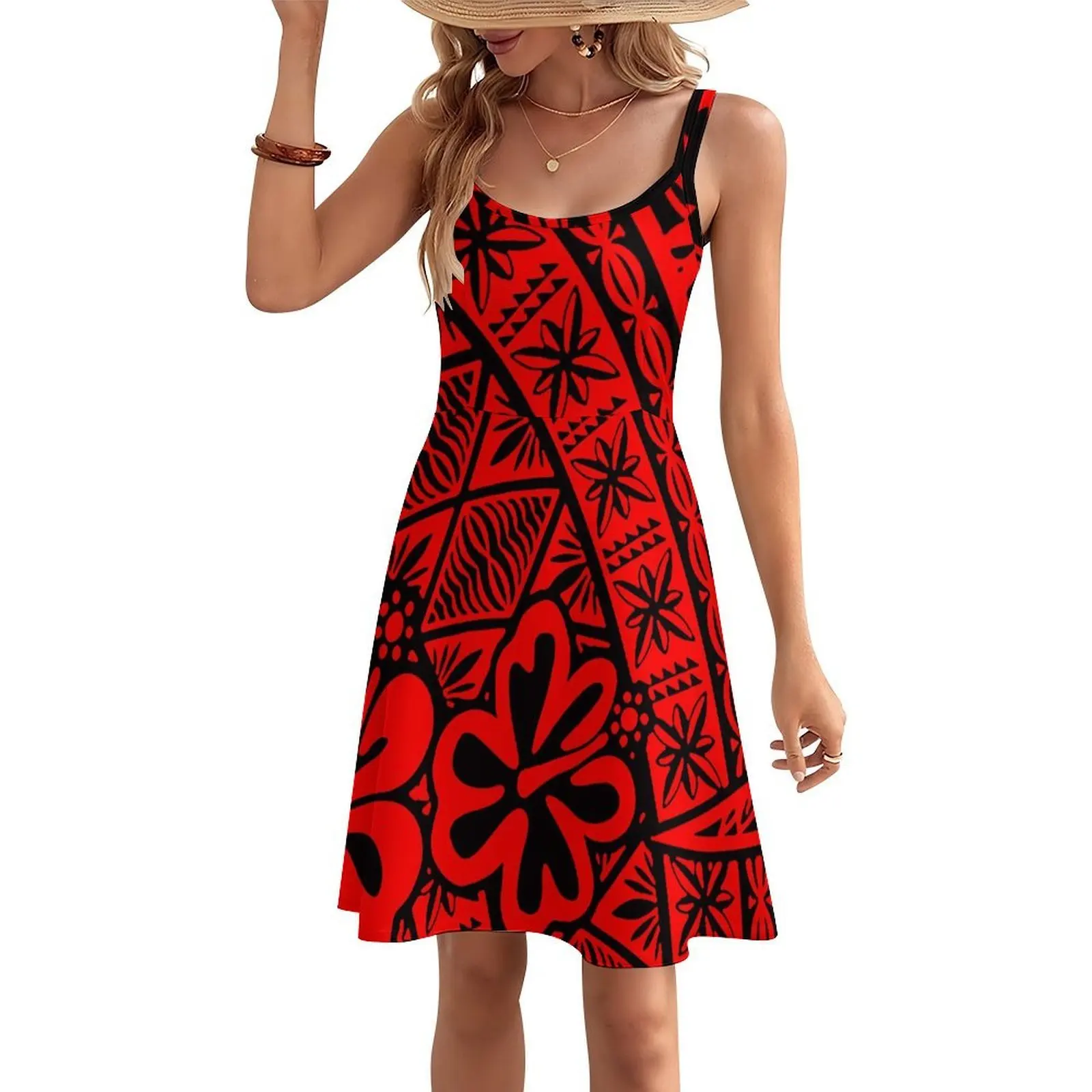 2026 Floral Print Slim-Fitting Bralette Beach Dress With Custom Polynesian Samoa Island Pattern - Casual Style Women'S Swimwear