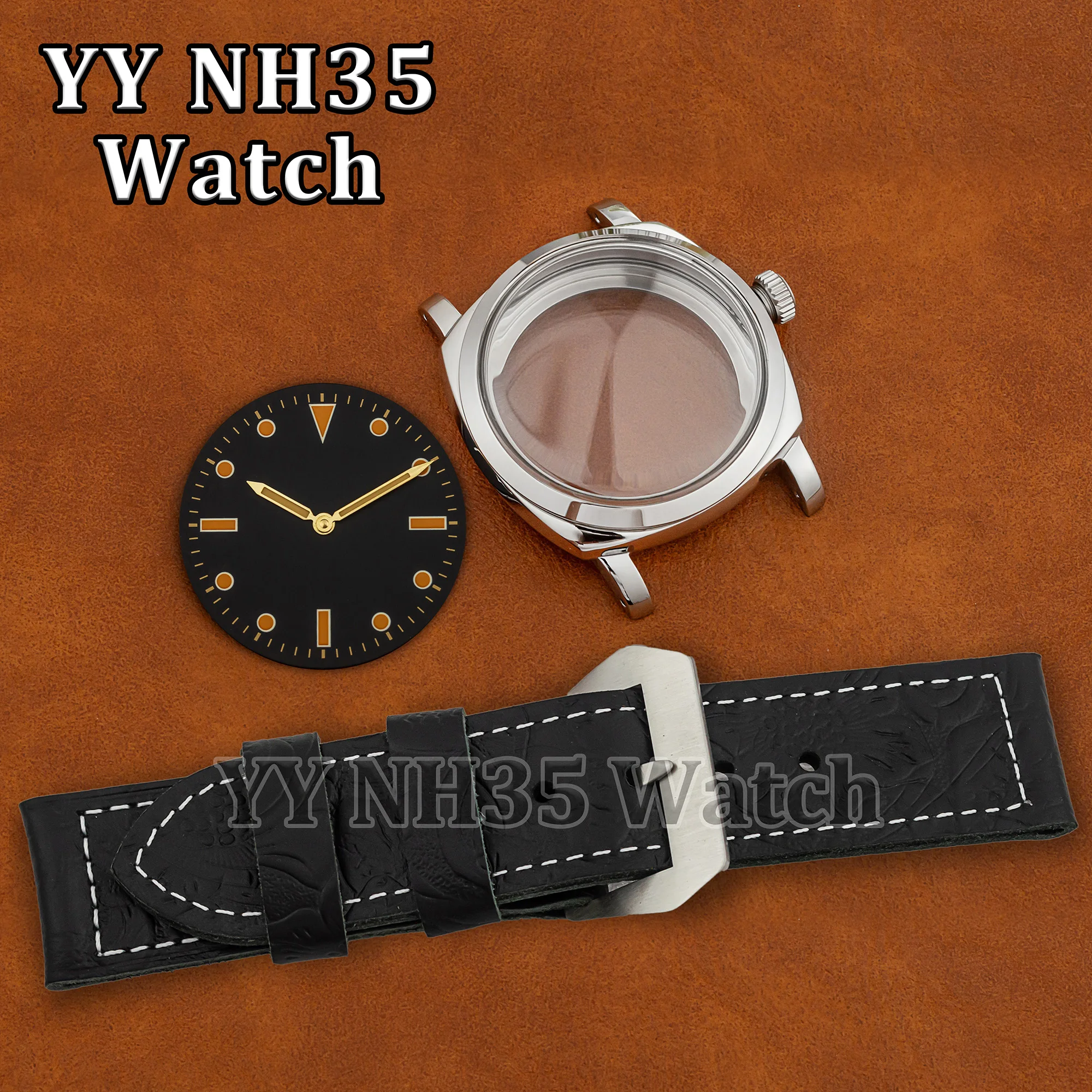 47mm Watch Case for PAM 6152 Water Resistant Case Strap Dial Hands fit ETA 6497/6498/ST3600 Automatic Movement Watch Accessories