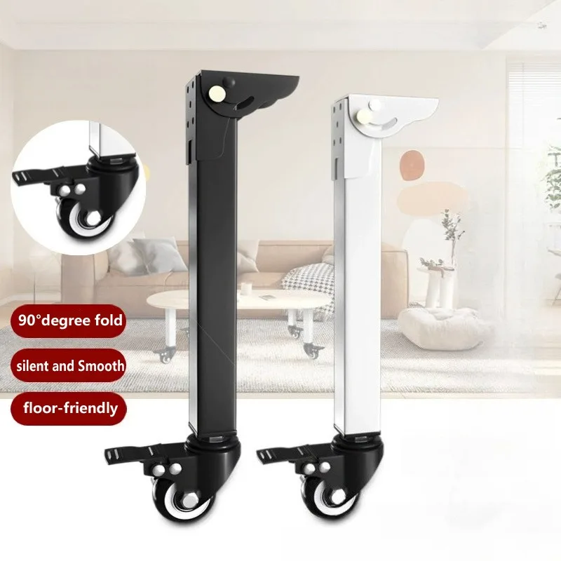 4 PCS Foldable 90 ° Table Leg 26CM Universal Wheel Brake Folding Leg Camping Table Stand Metal Leg Support Foot Computer Table