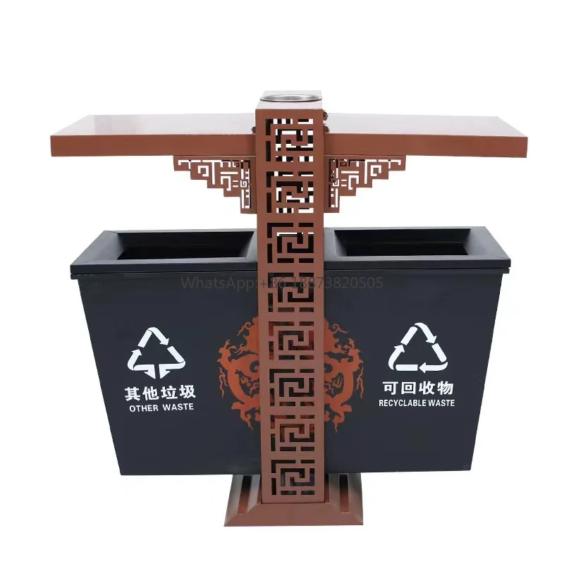 

Outdoor Recycling Smart trash bin with solar power panel waterproof street park sorting trash bin