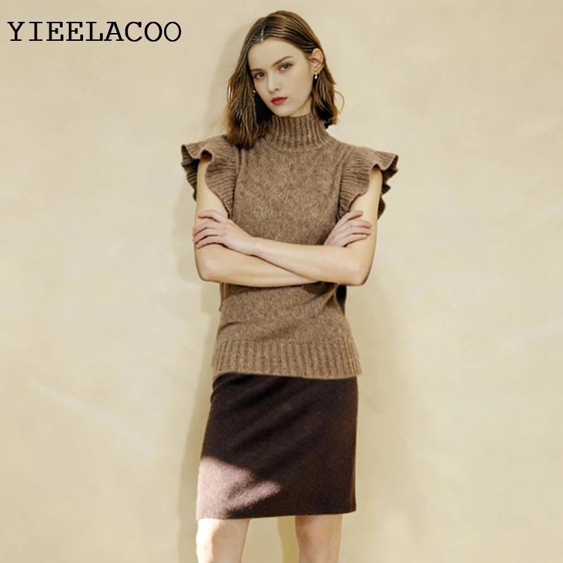 

Вязаная рубашка женская с рукавами в виде листьев лотоса в стиле ретро ленивый цельный осень/зима 2025 вязаный свитер рубашка базовая простая