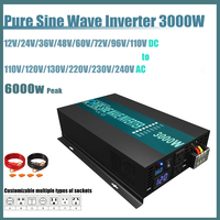 Inverter 12V 220V 3000W Pure Sine Wave Off Grid PV Converter 24V 36V 48V DC to 120V 130V 230V 240V AC RV Home appliance