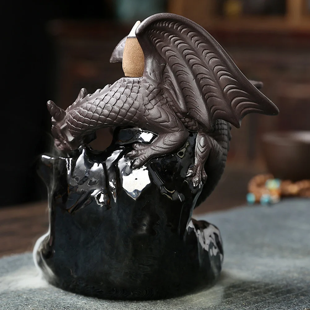 

Incense Burner Ceramic Dragons Backflow Censer Aromatherapy Furnace Desk Decor Smoke Waterfall
