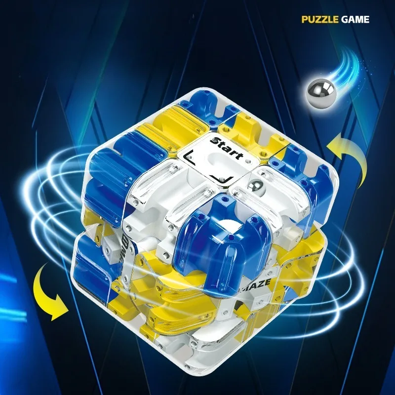 Puzzle 3D Cubo magico con rotolamento a sfera Labirinto per bambini Giocattolo agitato Pensiero logico Sollievo dallo stress Regalo di compleanno educativo