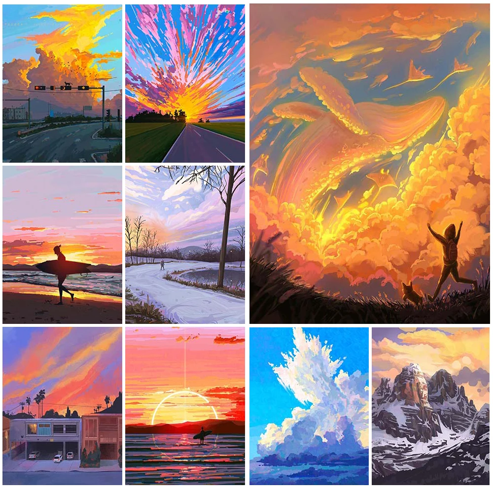 

Colorful Cloud Rosy Clouds Sunset Glow Poster Wall Art Canvas Painting Home Decor Wall Pictures For Living Room Unframed