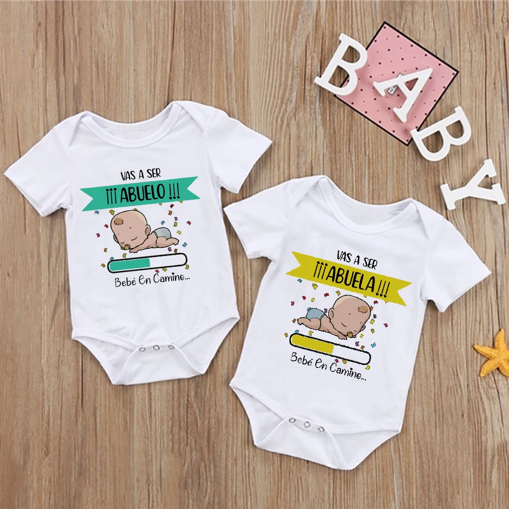 You're Gonna Be Grandpa Grandma Baby on The Way Baby Bodysuit Pregnancy Announcement Newborn Jumpsuit Infant Short Sleeve Romper