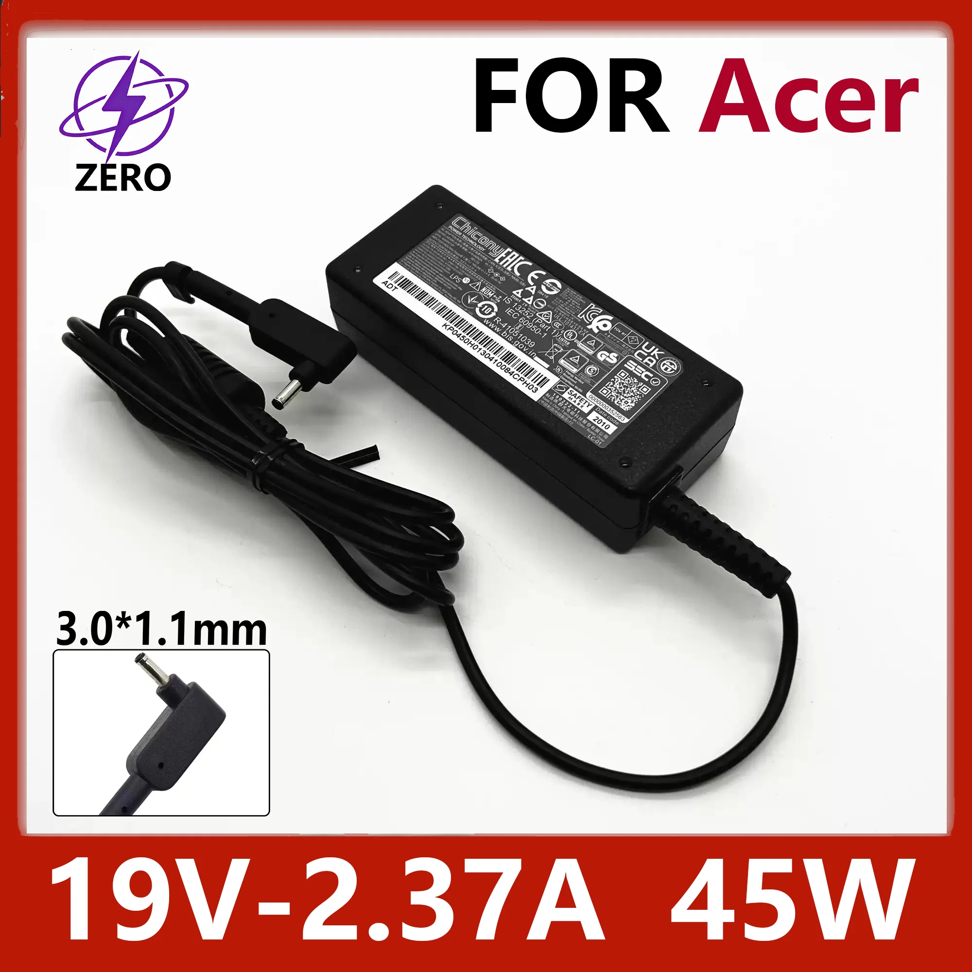 

Оригинальный адаптер питания Chicony 45W 19V 2.37A 3.0*1.1мм для ноутбуков Acer Aspire SF3, S5, S7, TMP238, V3-371