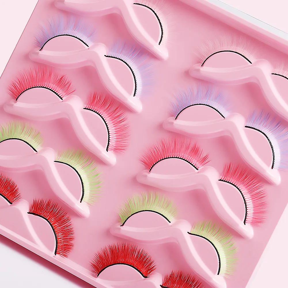 10 pairs of Colorful Eyelashes Cat Eye False eyelashes, natural color fluffy eyelashes suitable for Halloween, Thanksgiving