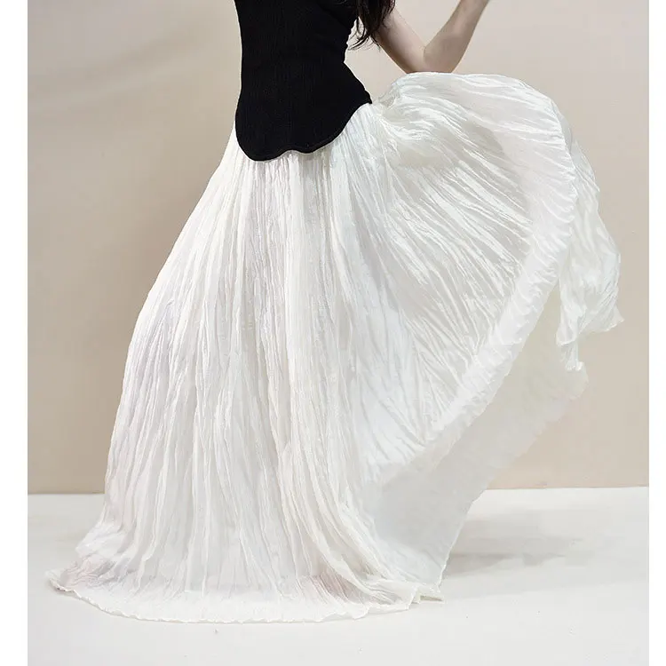 Jupes longues plissées d'été pour femmes, jupes longues élégantes de haute qualité, jupes longues de marque tendance, jupes maxi, faldas femme