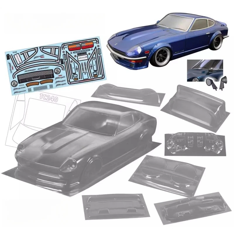 

1/10 Nissann Fairlady 240Z Clear body shell 200mm for 255-260mm Wheelbase On Road car Tamiya tt02 kyosho mst 3racing lc racing