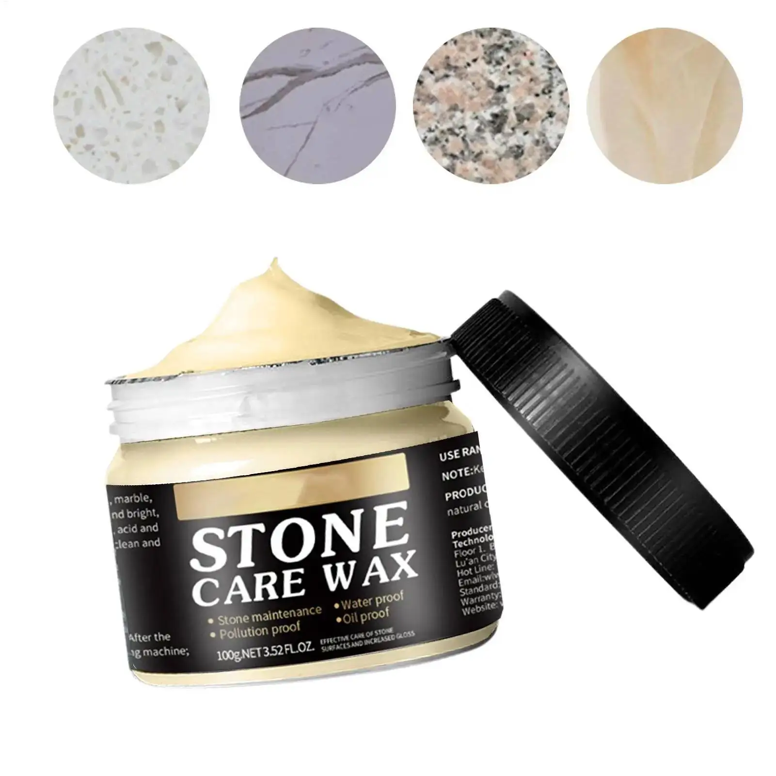 

100G Marble Polish Paste Wax, Stone Restoration Shine Restorer For Quartz Tile Floor, Household Furniture Kitchen Care