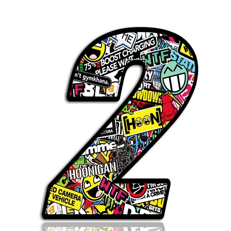 Car Sticker Anti-Scratch Exquisite Punk Digital Bomb Skull Decal Number 0-9 Exterior Interior Cute PVC Accessories