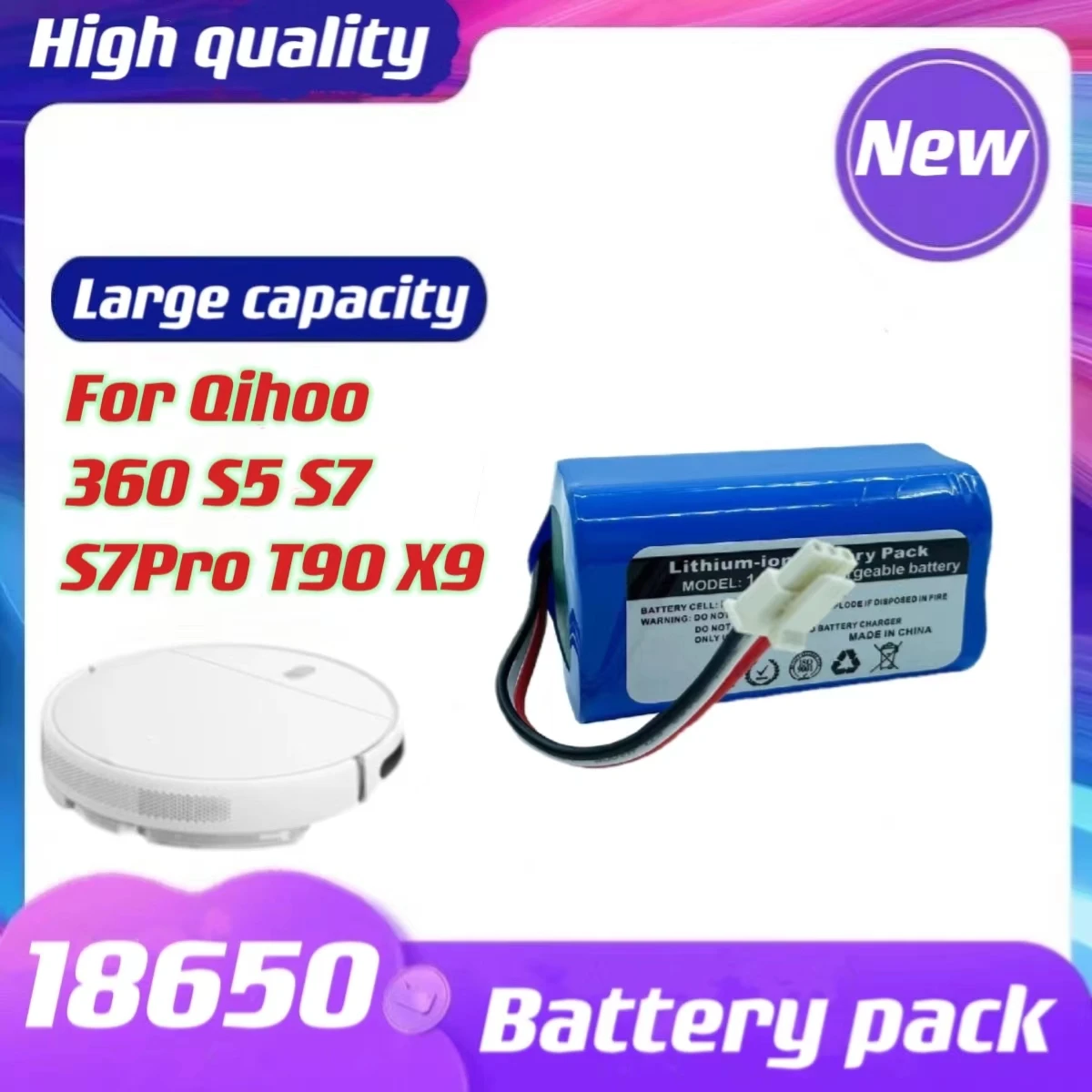 

14.4V 3500mah 18650 Lithium battery Replacement For Qihoo 360 S5 S7 S7Pro T90 X9 Robotic Vacuum Cleaner