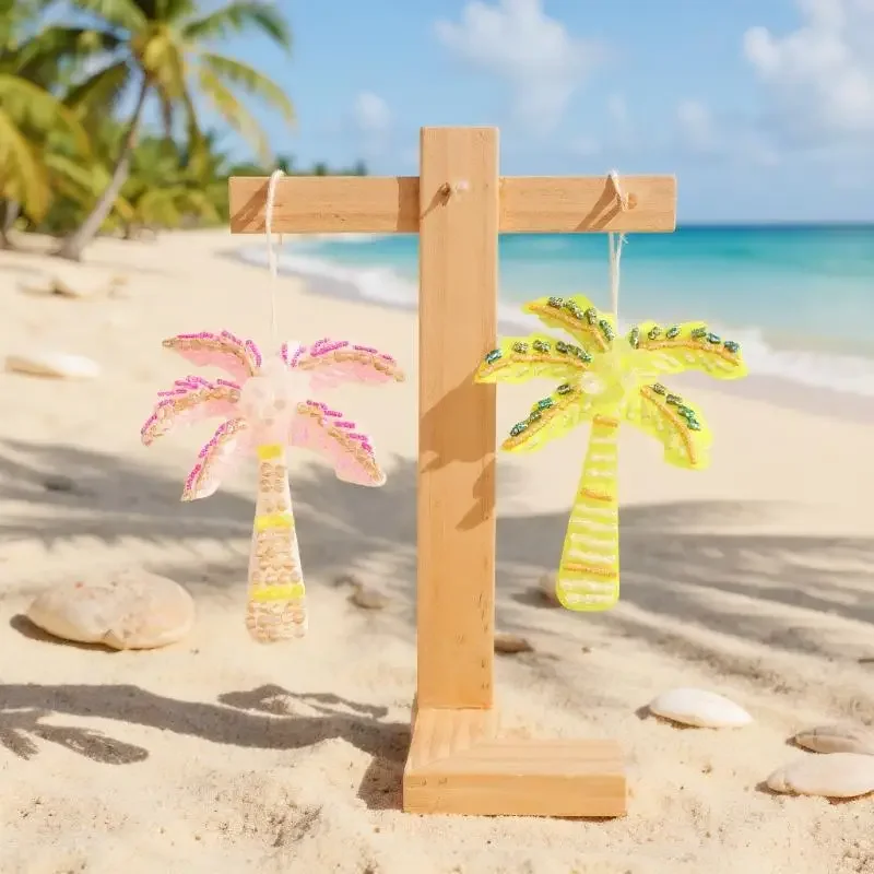 3D Coloful Beads Coconut Tree Patches For Clothing Hat Sewing Beaded Accessories DIY Applique Decoration