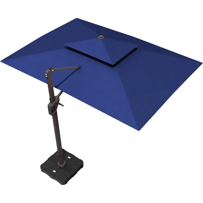 

10' X 13' Patio Umbrella Outdoor Large Rectangle Offset Cantilever Umbrellas Double Top Heavy Duty Windproof with 360-degree