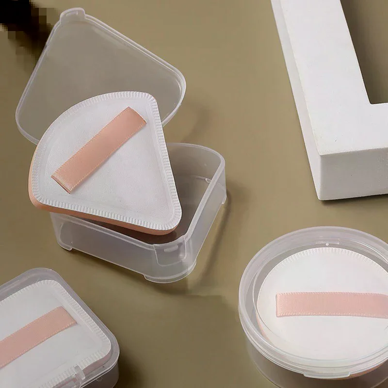 Boîte en plastique pour bouffée, 10 pièces, éponge transparente, sacs à cosmétiques de voyage portables, mallette de rangement de cosmétiques