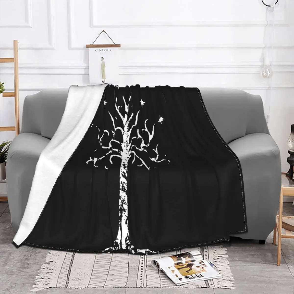 White Tree Of Gondor Tolkien Mordor Middle Earth Blanket Sheet On Couch Lightweight Bedding Supply Home Decotation