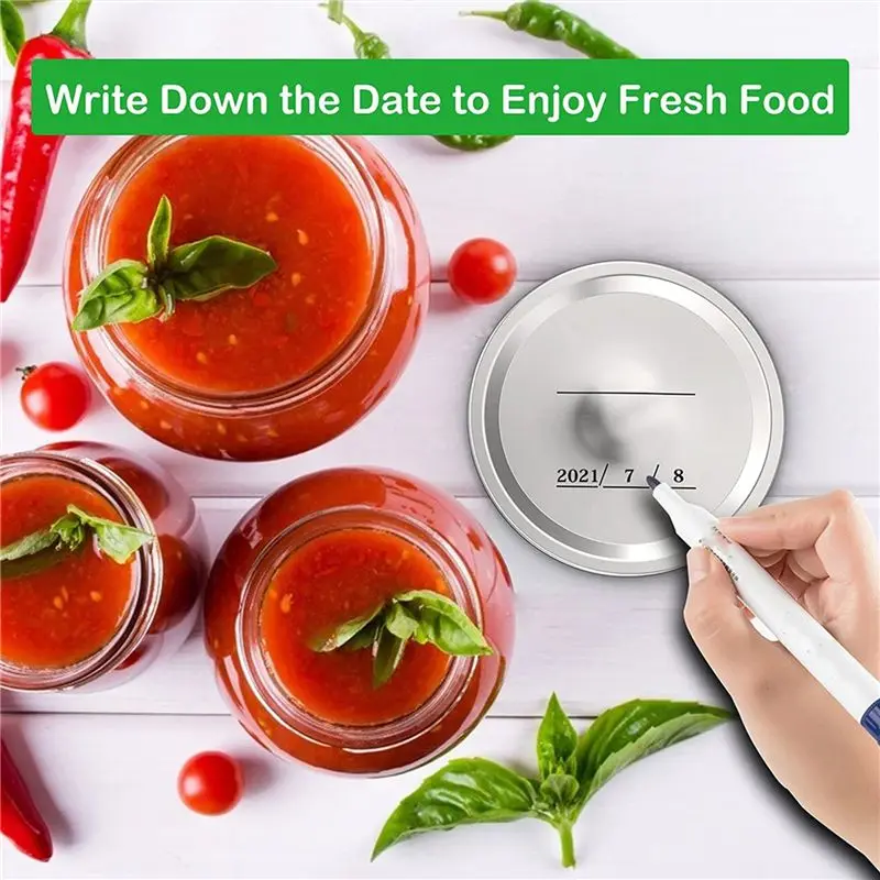THIVN-Canning Lids Regular Mouth For Ball/Kerr Jars, Split-Type Metal Jar Lids With Silicone Seals, Silver, 42 PCS
