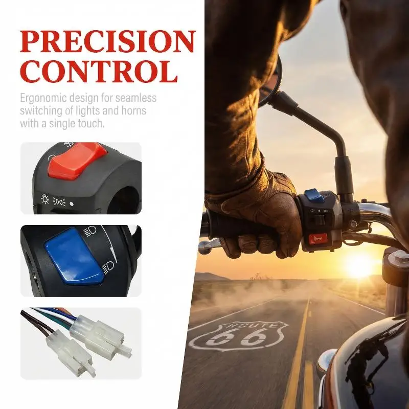 22mm Motorcycle Handlebar Switch Aluminum Electric Scooter Control Ergonomic Weatherproof Universal for E Bike and ATV