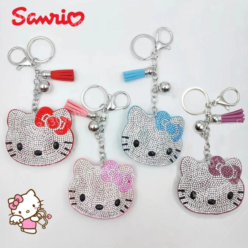 

New Anime Sanrio HelloKittys Cat Head Series Diamond Keychains Decorated Bag Pendant Accessories for Bestie Christmas Gifts