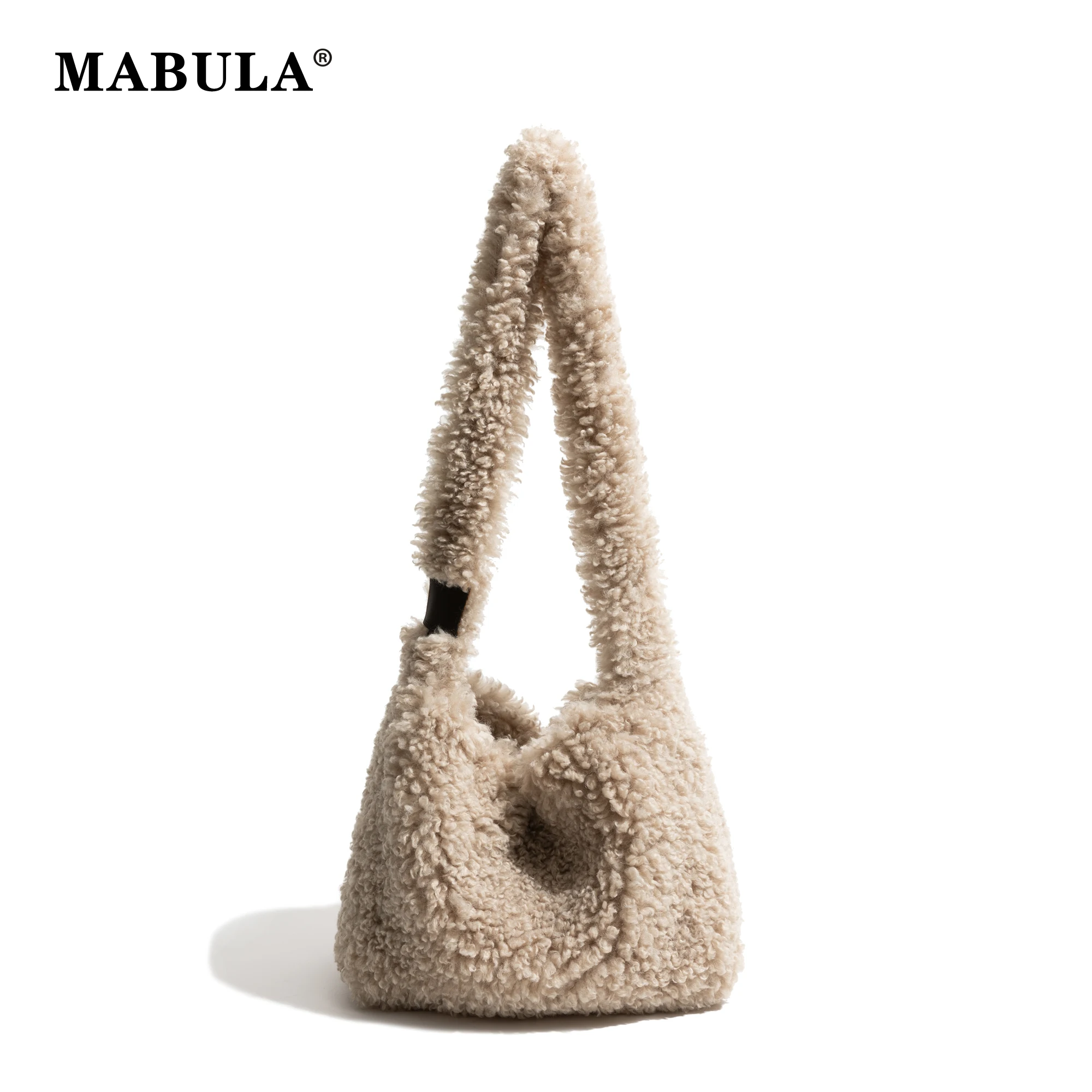 MABULA Women's Soft Plush Shoulder Bags Faux Wool Messager Bag Ladies Crossbody Bag Large Capacity Female Underarm Bags Purse