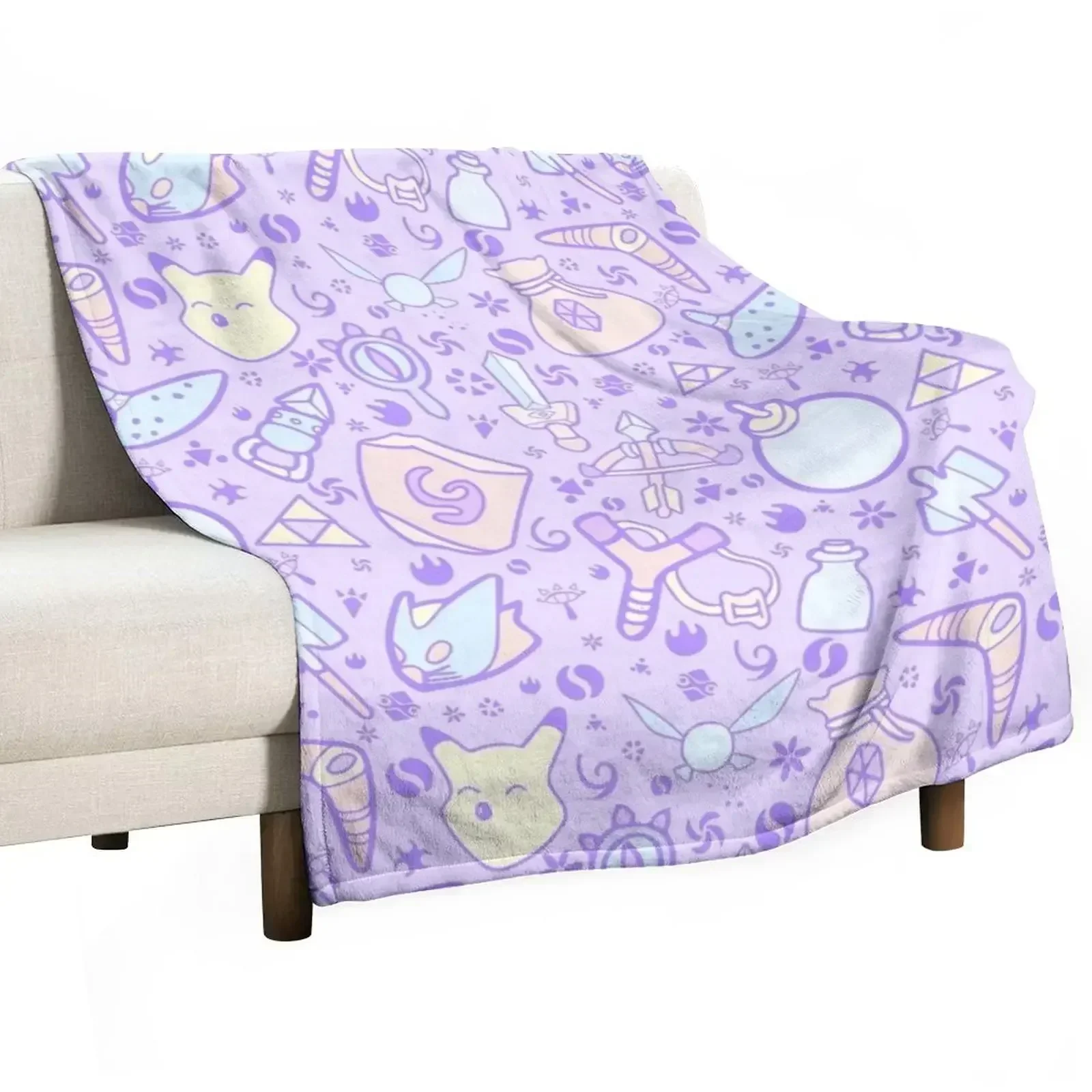 Zelda Doodlez (Purple Pastel ver.) Throw Blanket Plaid Furry warm winter For Decorative Sofa Blankets