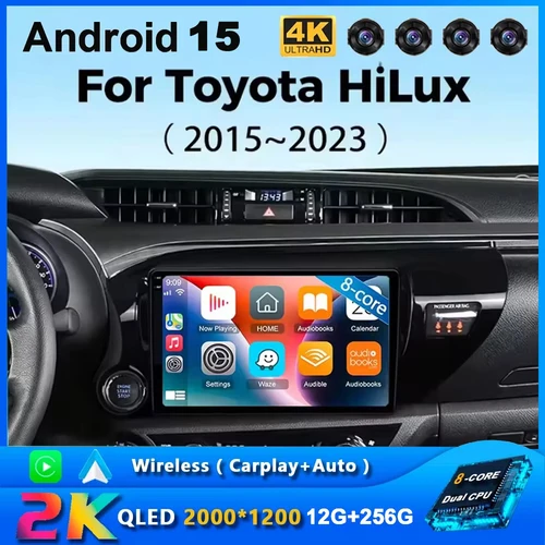 Para Toyota Hilux 2015 - 2023 Radio de coche con pantalla reproductor Multimedia navegación GPS unidad principal Autoradio Android 15 estéreo