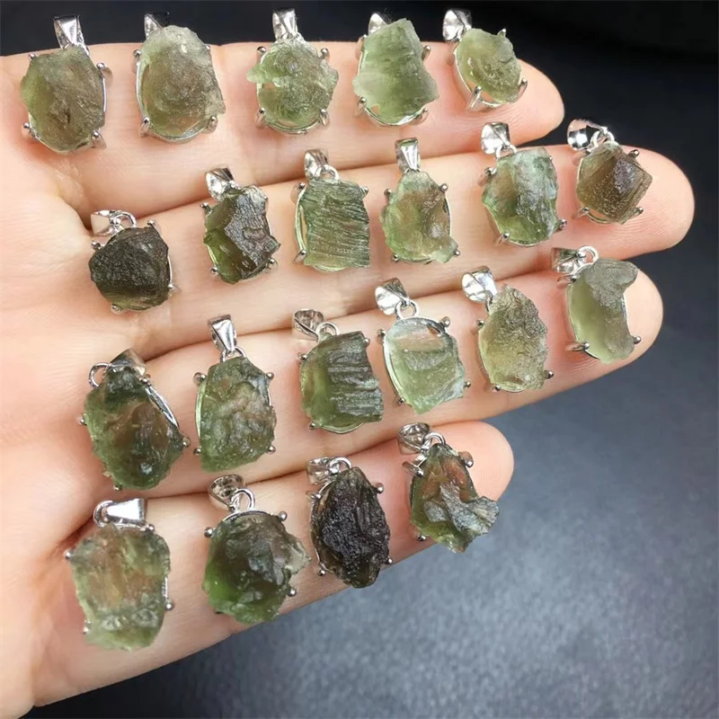 S925 Natural Raw Czech Meteorite Pendant Carving Crystals And Stones Healing Fashion Jewelry Gift 1pcs