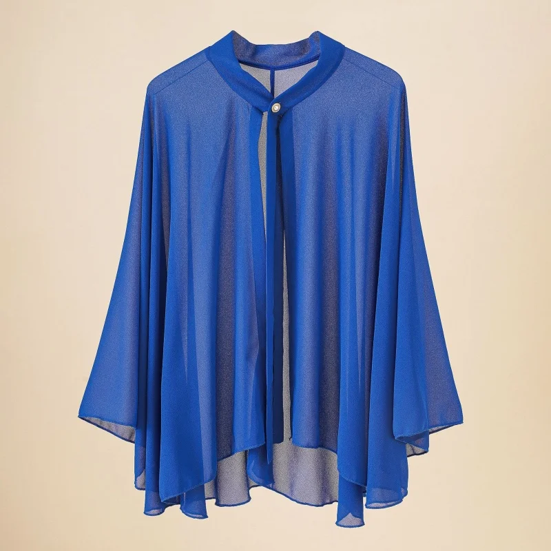 عباءة شال صغيرة للنساء ، معطف قصير ، لون واحد ، ملابس واقية من الشمس