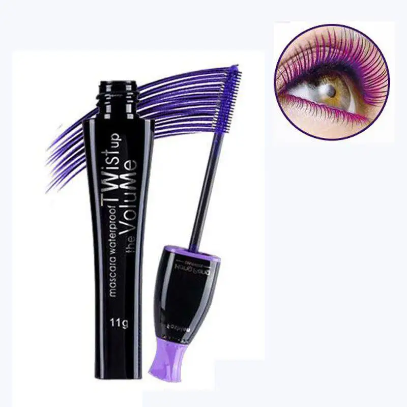 Make Waterdicht Lange Volume Mascara Blijvende Paars Blauw Bruin Zwart Cosmetische