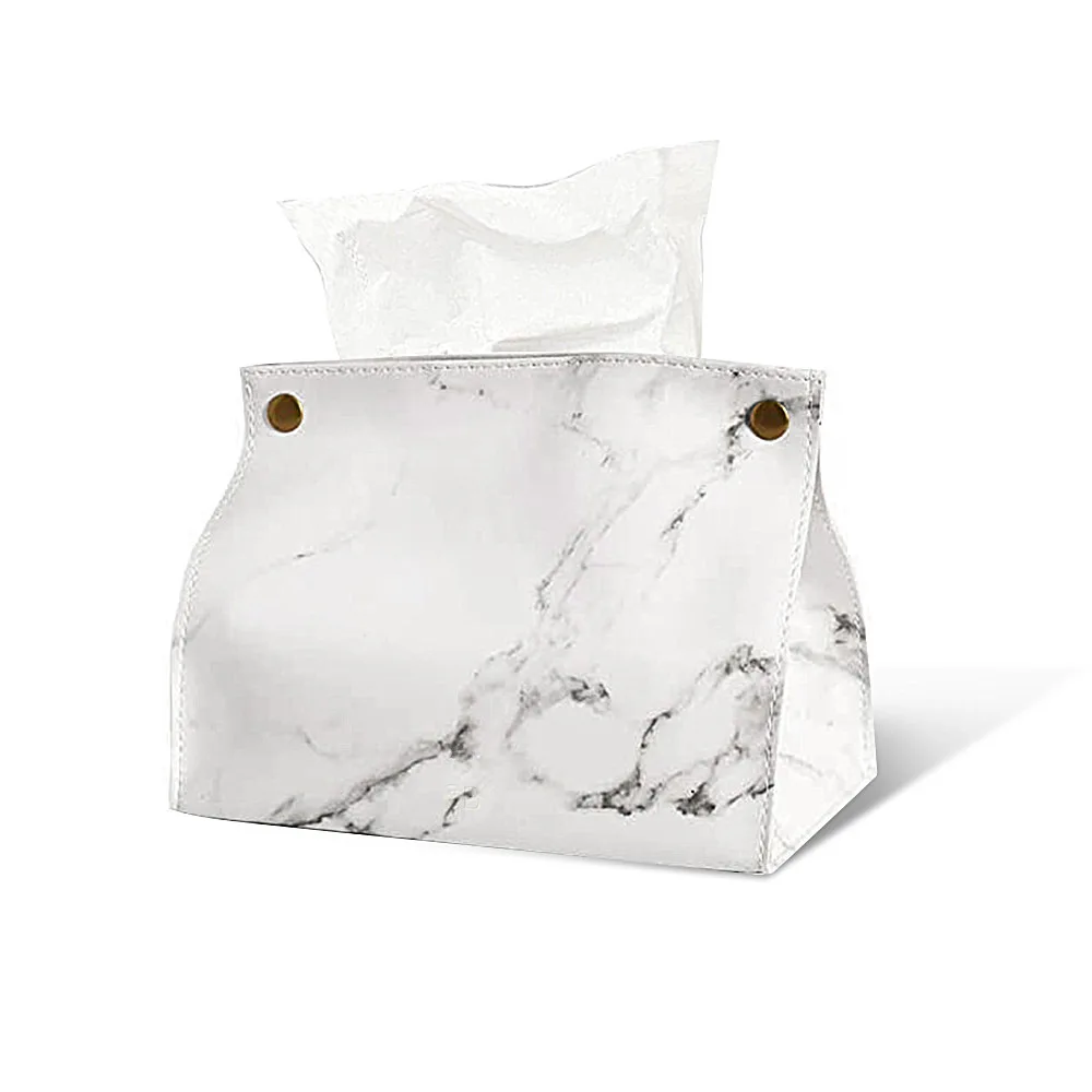 Luxury Marble & Leather Tissue Box Cover - Elegant Hotel Car Living Room Decor, Coffee Table Napkin Holder