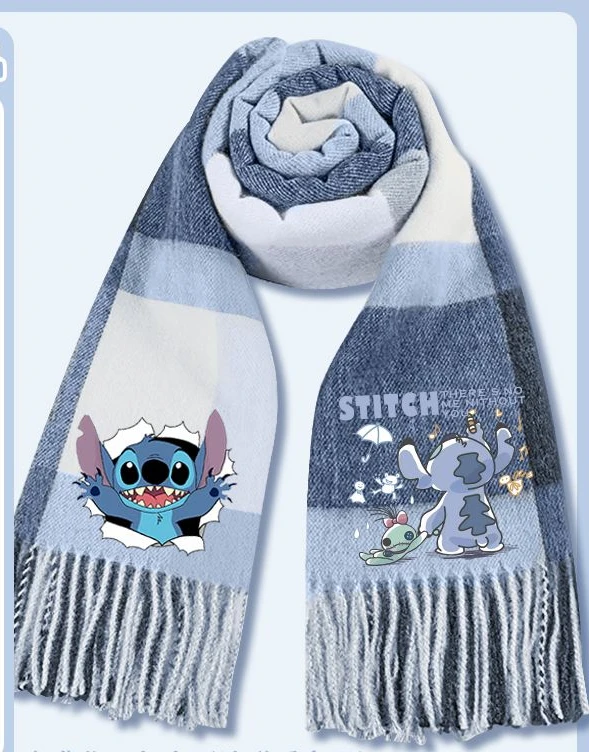 2024 New Disney Stitch Cartoon Scarf for Autumn and Winter Warmth Stitch Comfortable Warm Neck Thickened Couple Valentine Gifts