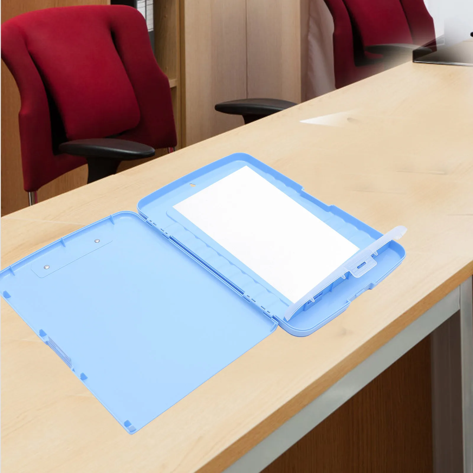 

Portable A4 File Organizer Storage Clipboard Pp Material Document Box Large Capacity Lightweight Light Purple Multi-Function