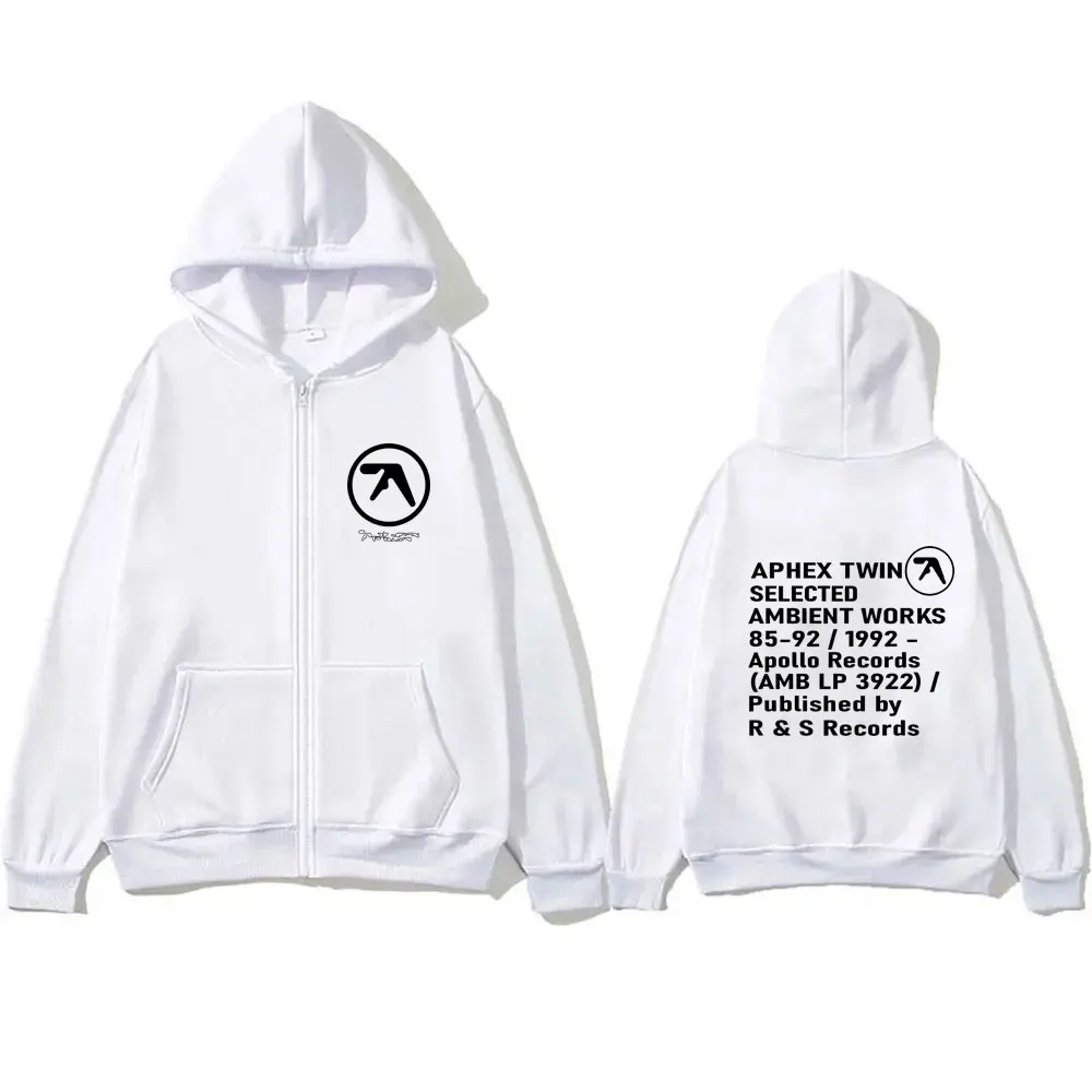 

Aphex Twin графическая толстовка на молнии для мужчин и женщин, повседневные винтажные толстовки на молнии, мужская модная готическая куртка, пальто, уличная одежда больших размеров