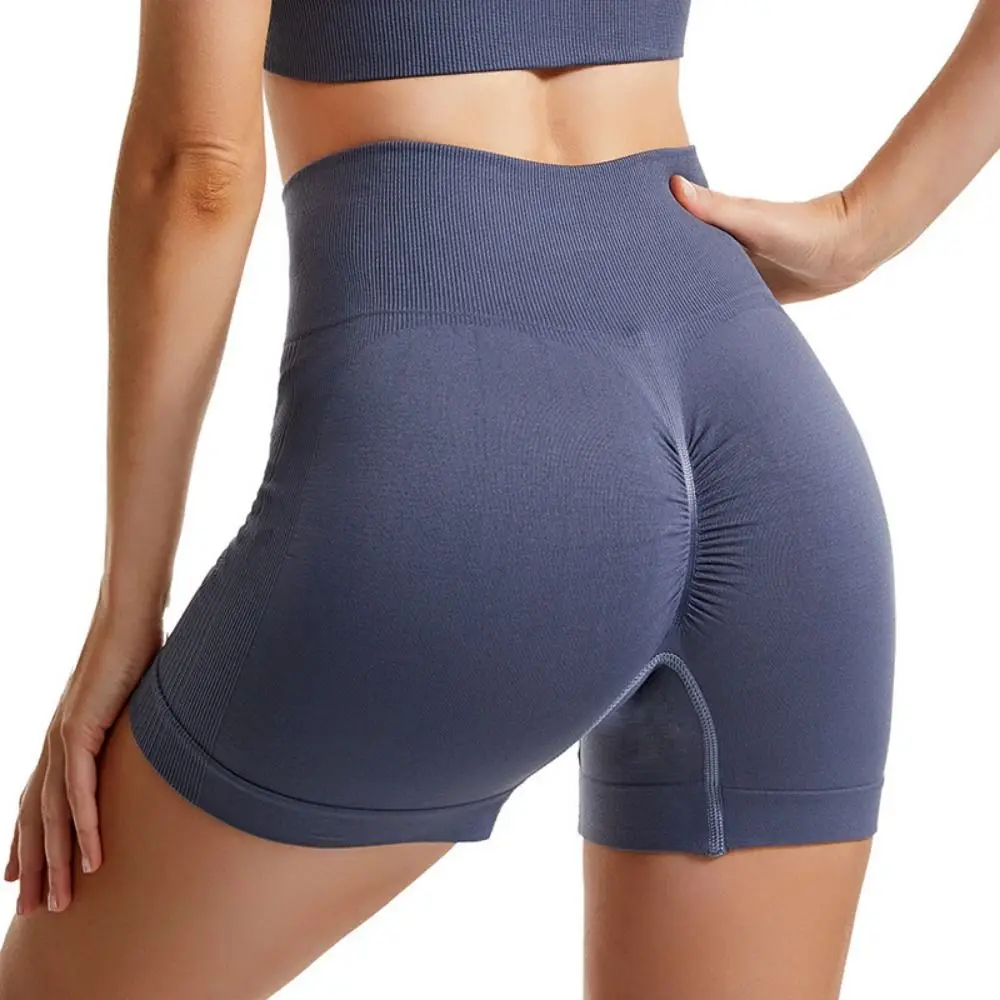 Nylon Women Yoga Suit Without Pad Rib-Knit Workout Bra Shorts Set Stretchable Ringless Suspenders Shorts Suit Fitness Wear