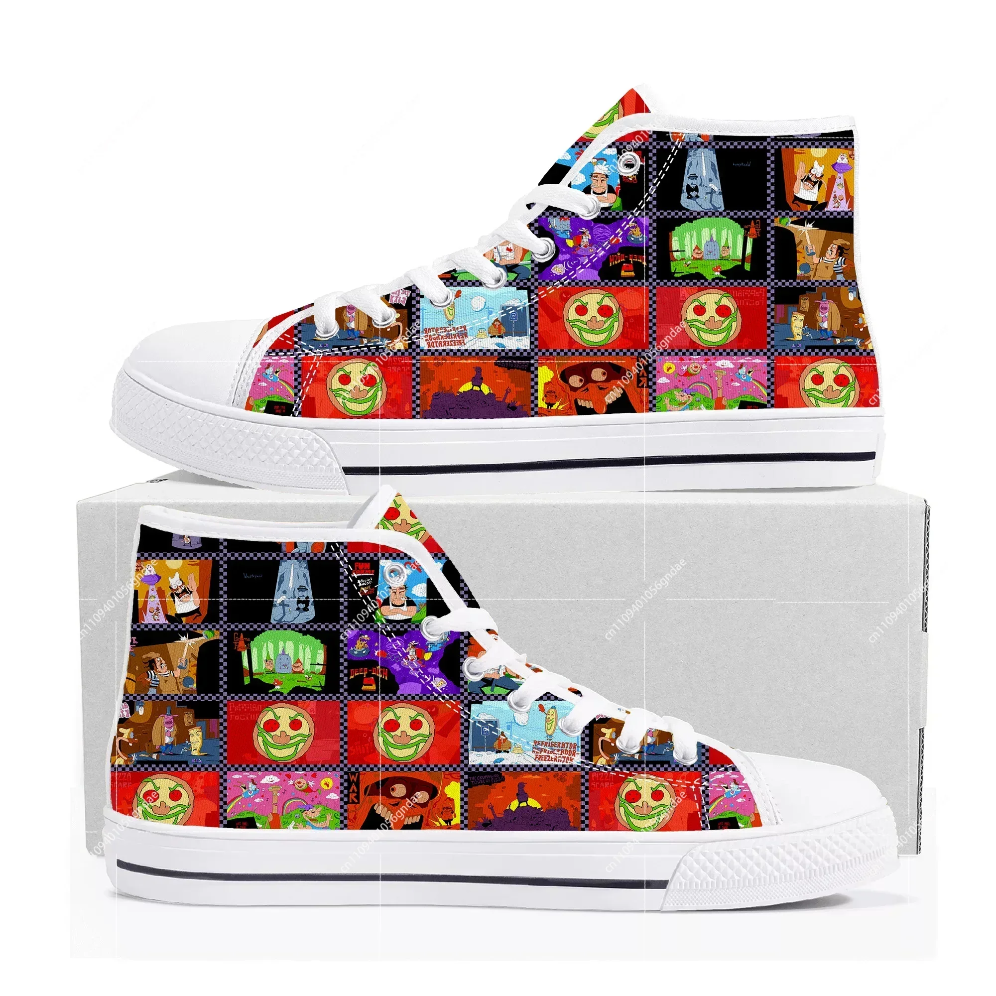 

Pizza Tower High Top Sneakers Hot Cartoon Game Mens Womens Teenager High Quality Fashion Canvas Shoes Casual Tailor Made Sneaker