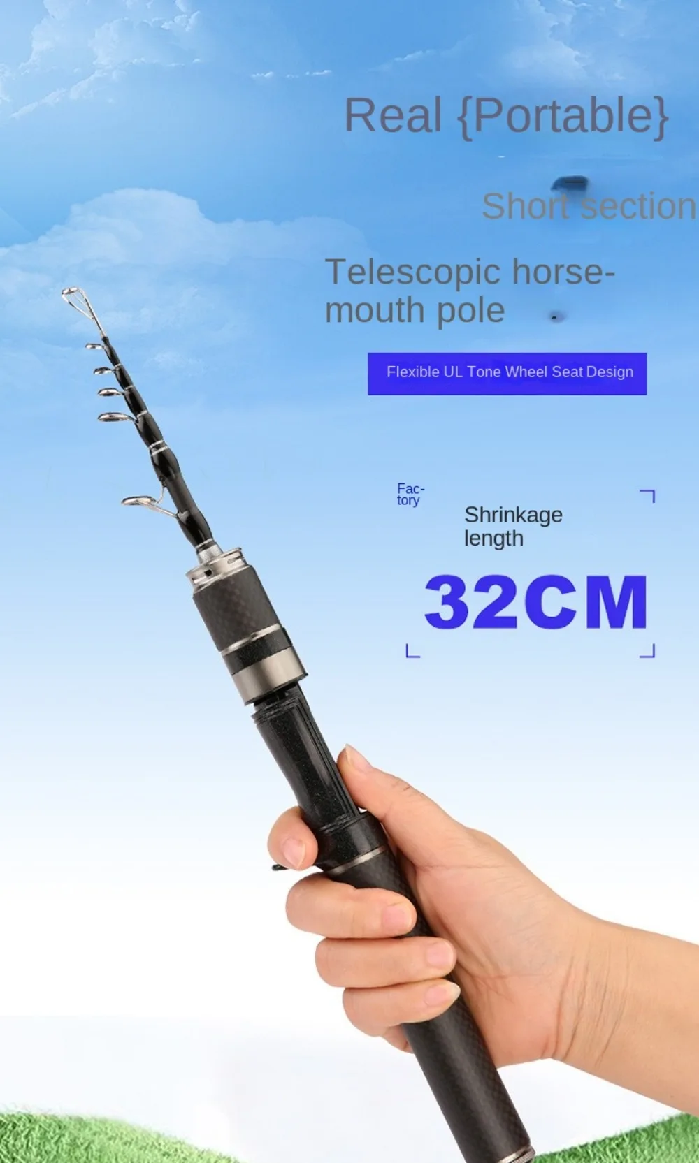 UL Teleskop-Angelruten-Komplettset: Spinnrute mit Spinnrolle, ultrakurzes Angelruten-Set – Detail 2