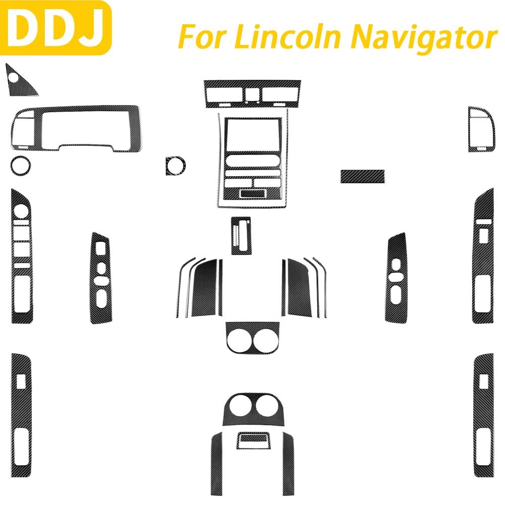 For Lincoln Navigator 2007-2014 Carbon Fiber Center Console Gear Shift Dashboard Air Vent Panel Trim Set Car Accessories Sticker