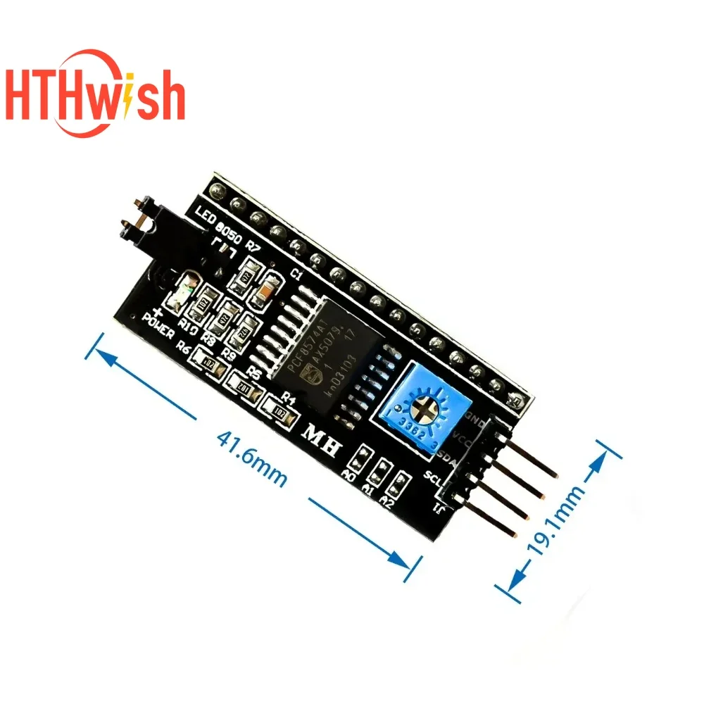 1PC 1602 LCD 디스플레이 모듈 Arduino 용 IIC/I2C 인터페이스 어댑터 보드가있는 DC 5V 액정 디스플레이 모듈 블루 스크린