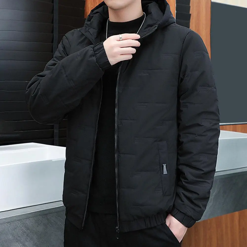 

Down Filled Jacket Thermal Insulated Jacket Men's Hooded Thermal Jacket Windproof Quilted Coat with Zipper Pockets for Autumn