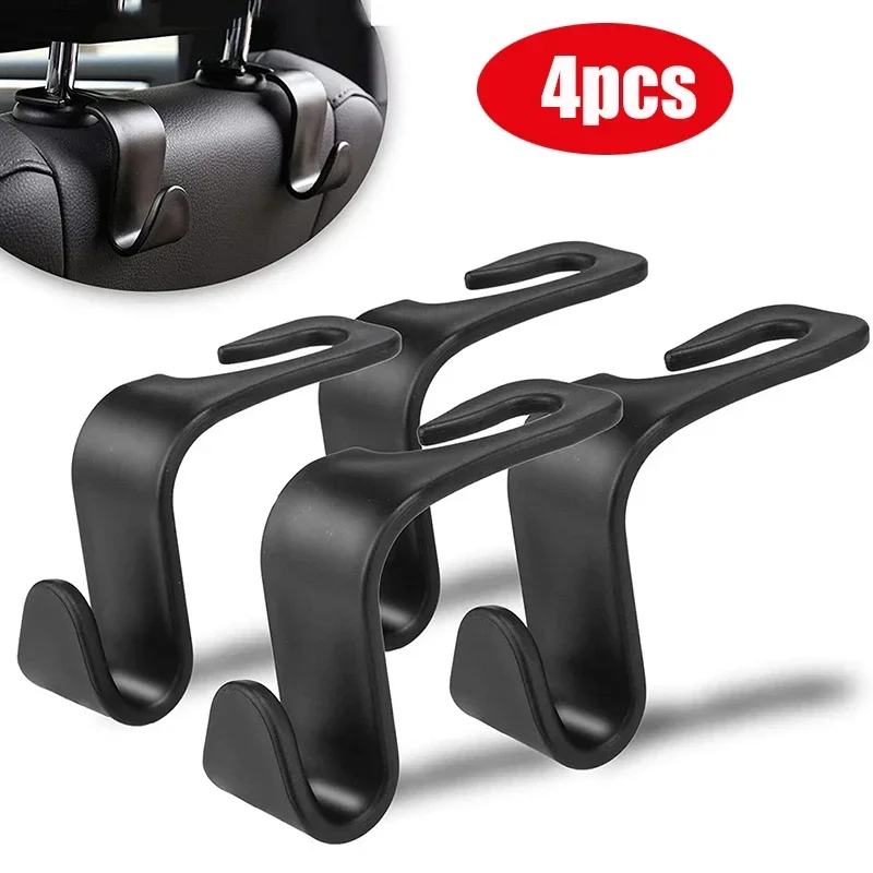 

4Pcs Car Headrest Hooks Hanger for Bags Seat Back Organizer Holder Clips Auto Fastener Hooks Car Storage Interior Accessories