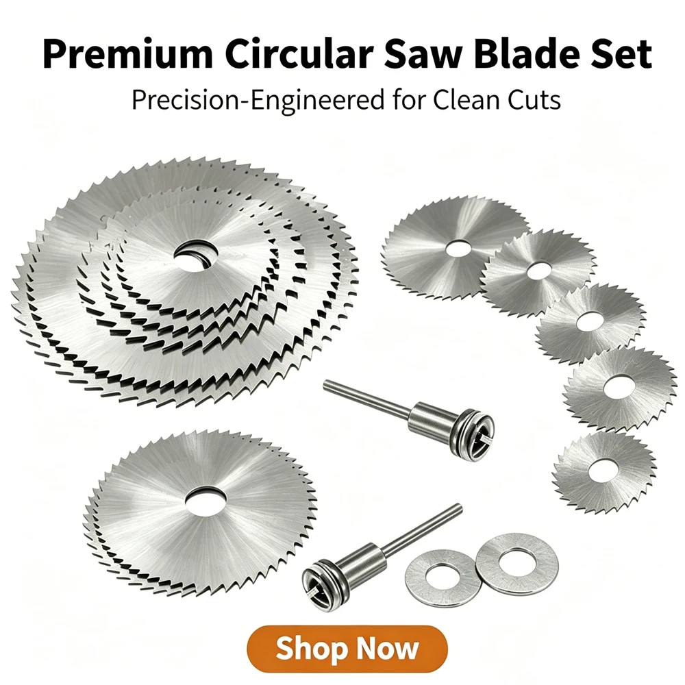 1-7Pcs HSS Circular Saw Blades 22-60mm, with Mandrel Adapter Rotary Tool Cutting Discs Grinding Wheels Cutter Bits Set