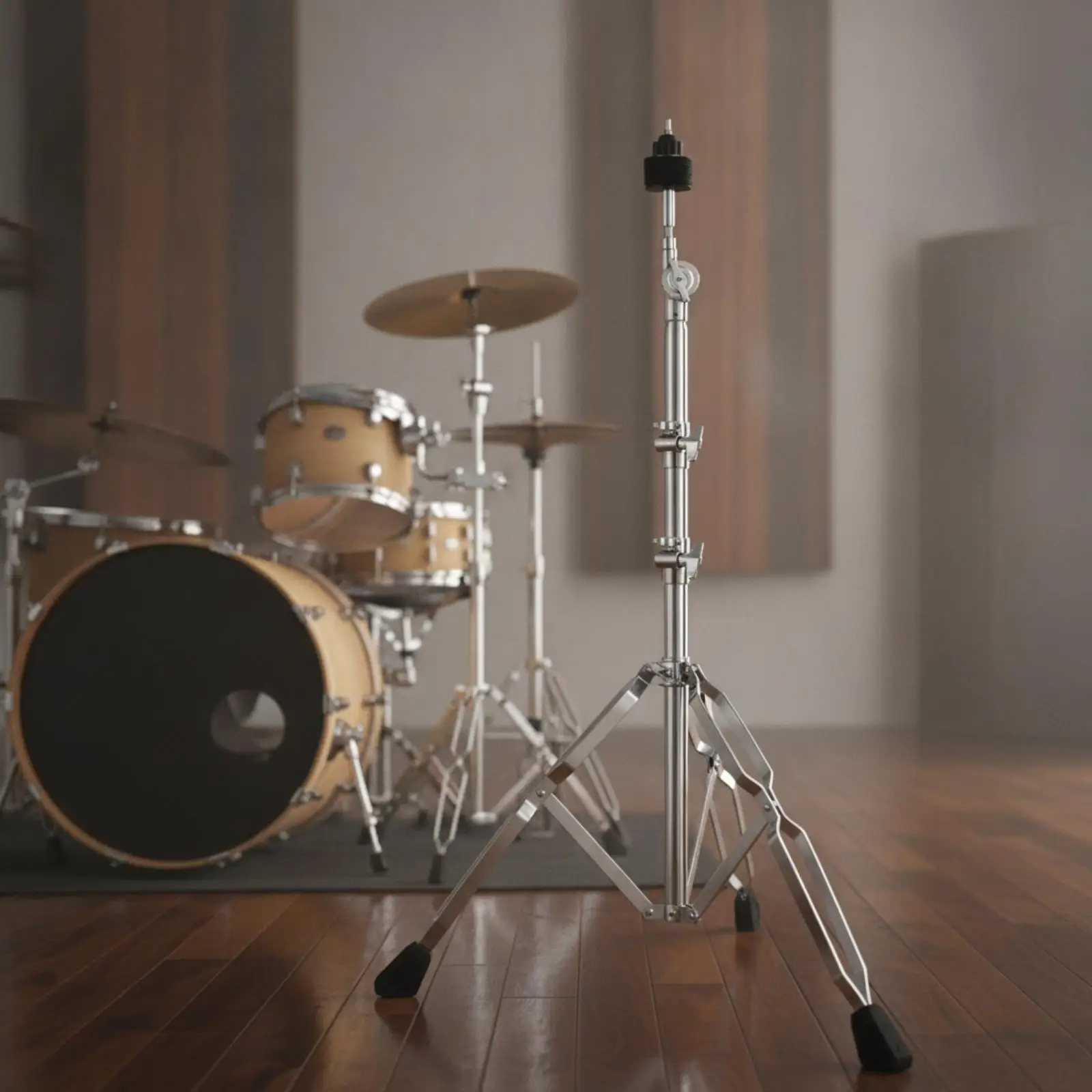 C-500 Cymbal Stand Steel straight/angled Cymbal Stand with Rubber Feet Electroplated Finish Drum Hardware for Drummers, Stage