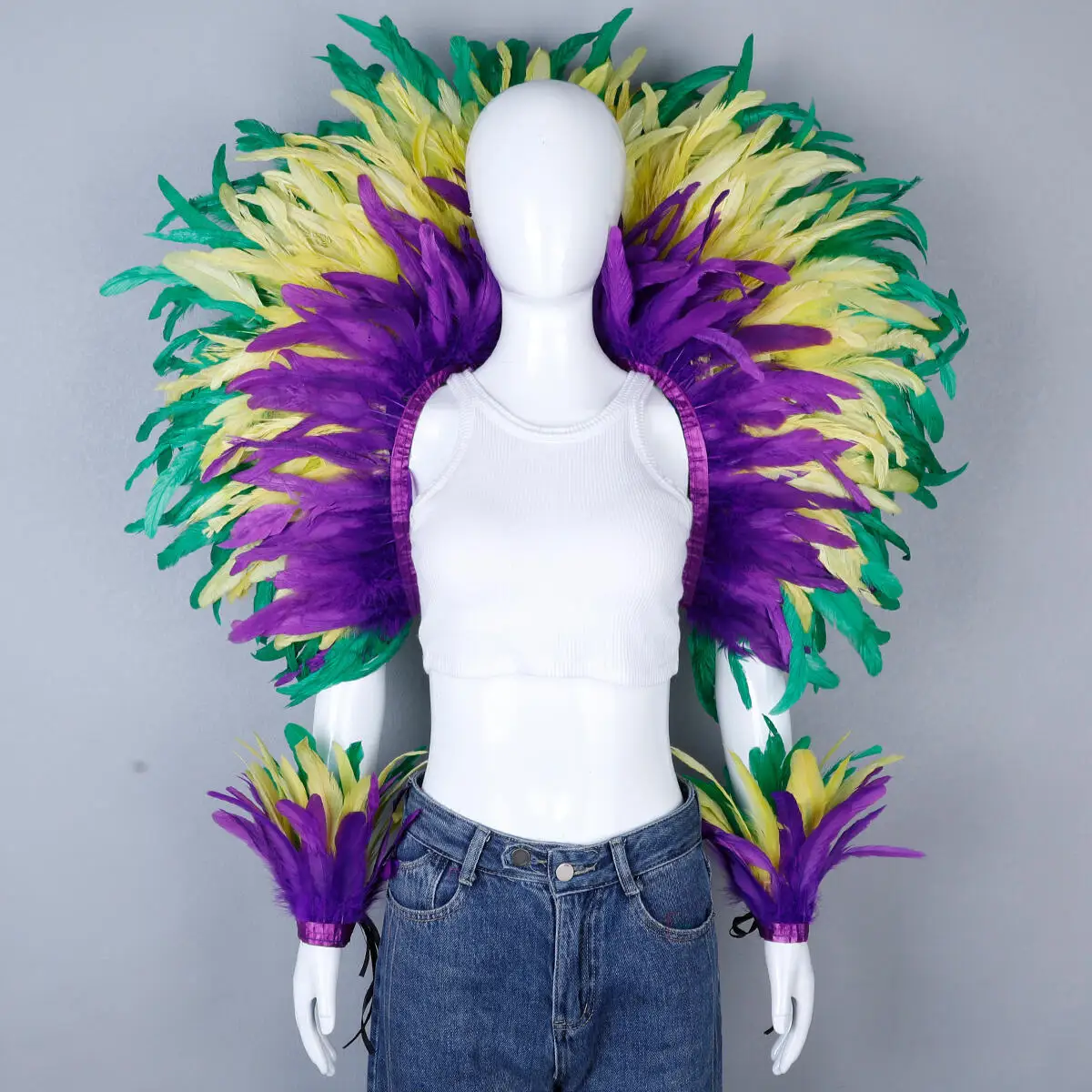 Party Karneval Elegante Damen Schal 2-teiliges Set Cosplay Feder Punk Halloween Masken Ball Feder Punk Karneval Party Set neue – Detail 29