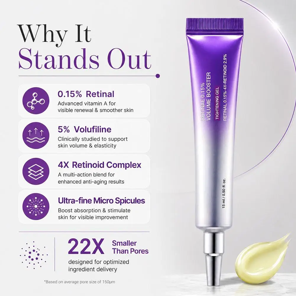 Retinal‑Infused Volume Booster Facial Gel 15ml Tightening Firming Pore‑Refining Plumping Skin‑Essence Serum Smoothing Nourishing