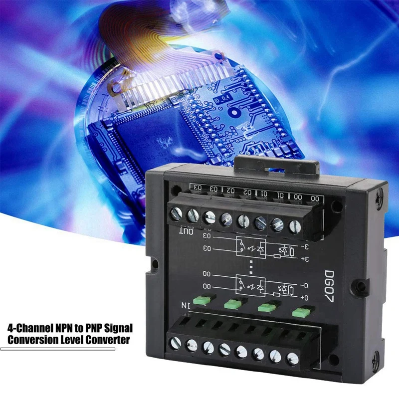 DG07 Level Converter, 4-Channel NPN to PNP Signal Conversion Level Converter Wide Voltage 10-28V-A86Z